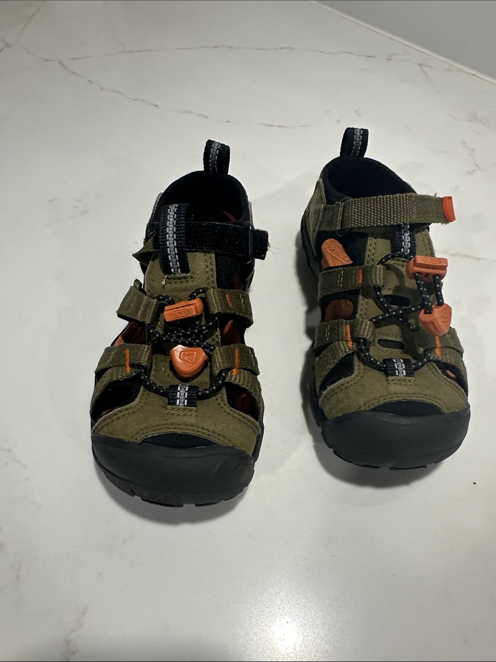 Keen Kids Olive Green and Orange Outdoor Sandals